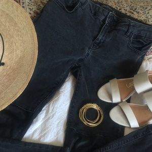 Black Skinny jeans with pleather knee/pockets